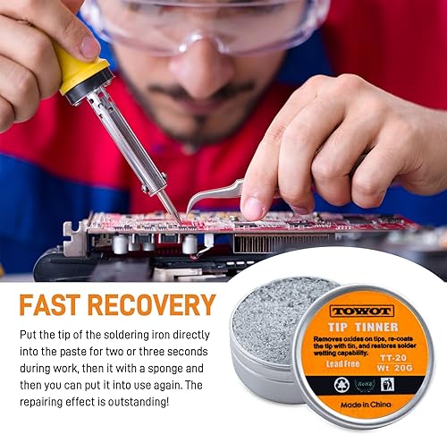 Miniatura 5 de TOWOT Tinner de punta para soldadura electrónica, limpiador de puntas de hierro y solución de reestañado, elimina la oxidación, 0.71 oz