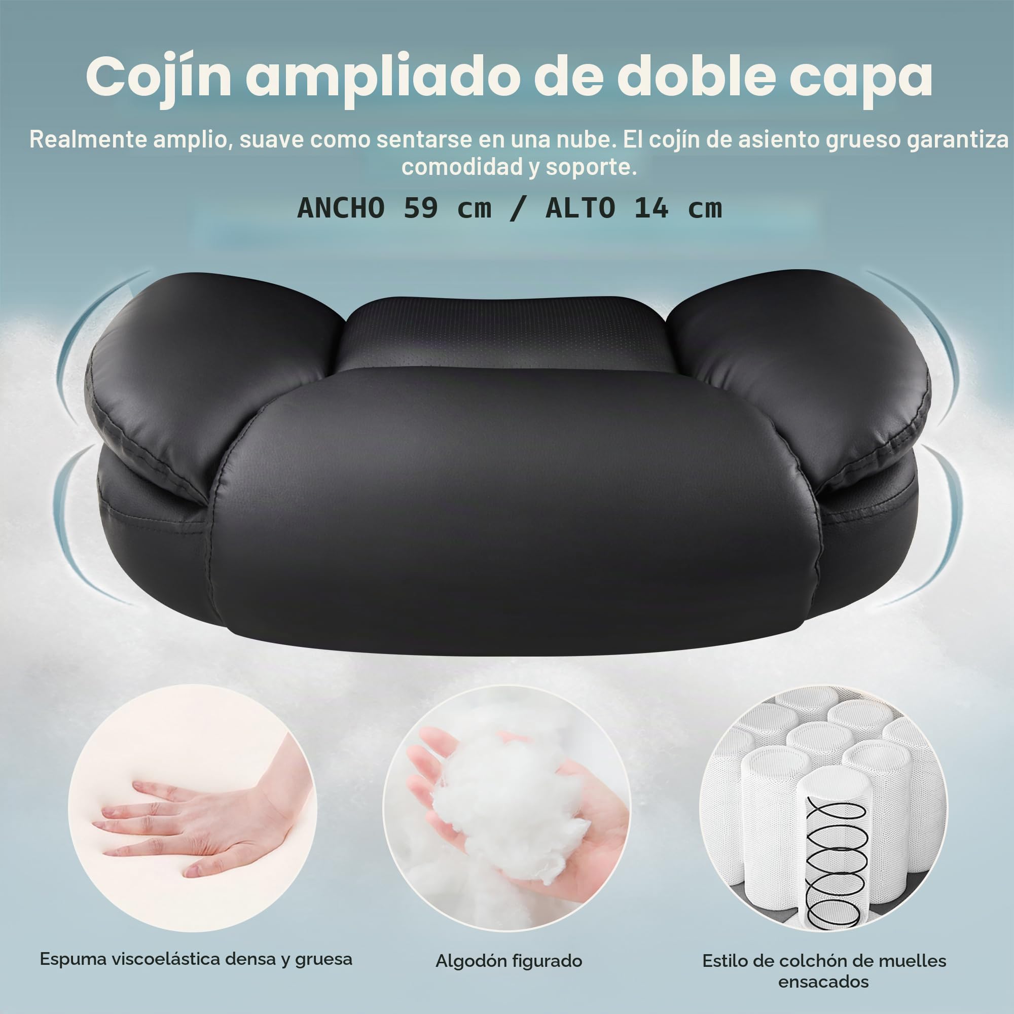 IWMH Silla de Oficina para Personas con Sobrepeso Ergonómica Silla Escritorio Silla Resistente para Ordenador Silla Giratoria con Altura Ajustable Reposabrazos Abatibles Cojín del Asiento Acolchado