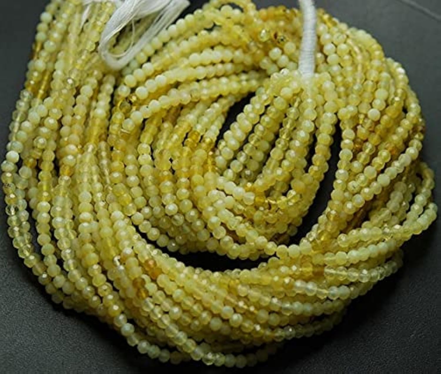Opale jaune micro facettée 3mm perles rondelles en rang de 13 pouces pour DIY