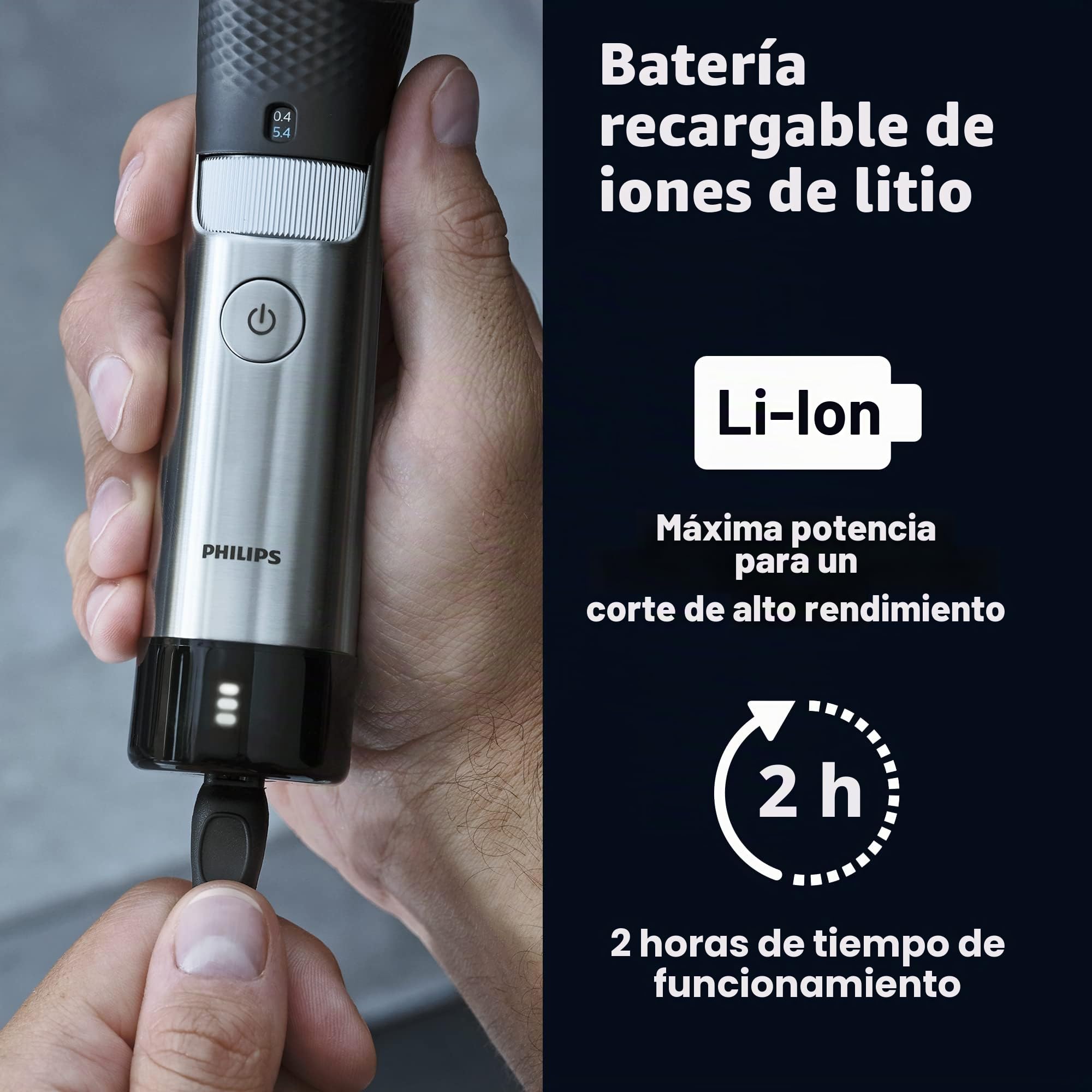 Norelco Philips Series 9000, recortadora de barba y pelo de máxima precisión con tecnología Beard Sense para un corte uniforme, BT9810/40
