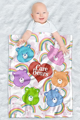 LOGOVISION Care Bears - Manta ligera para bebé, 30 x 40 pulgadas, diseño de cabezas de oso unisex, para bebés y niños