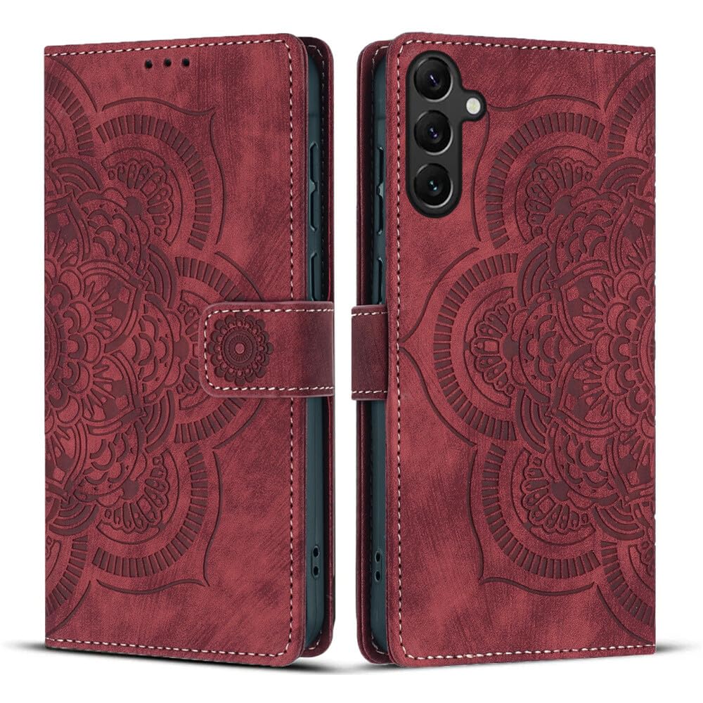 Étui compatible avec Samsung Galaxy A17 housse à clapet rouge avec support horizontal - 8