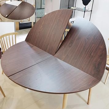 Four-fold Multifunctional Portable Folding Large Round Folding Table,Coffee Table/Card Table/Side Table Temporary Desktop Wooden,for Dining Room, PartyWalnut,1.5m/59in