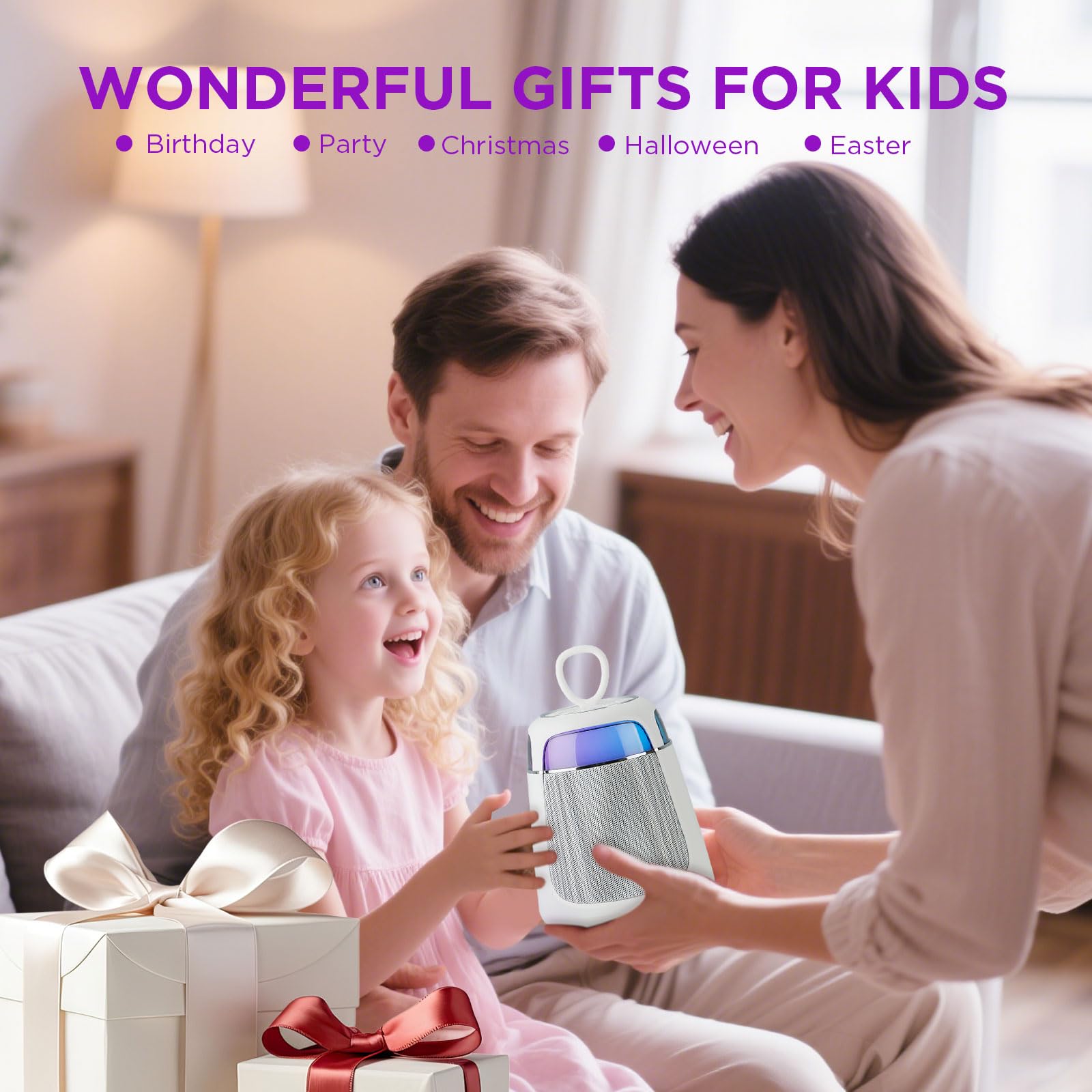 Mini máquina de karaoke, altavoz Bluetooth portátil con 2 micrófonos inalámbricos para adultos y niños, micrófono de karaoke con sistema PA compatible con USB/Tf/Aux para fiestas en casa