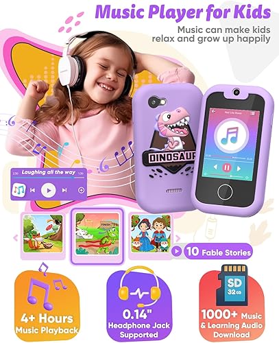 Miniatura 4 de Prysyedawn Teléfono inteligente para niños de 3 a 8 años, teléfono para niños pequeños con funda de silicona suave, regalos de cumpleaños de Navidad