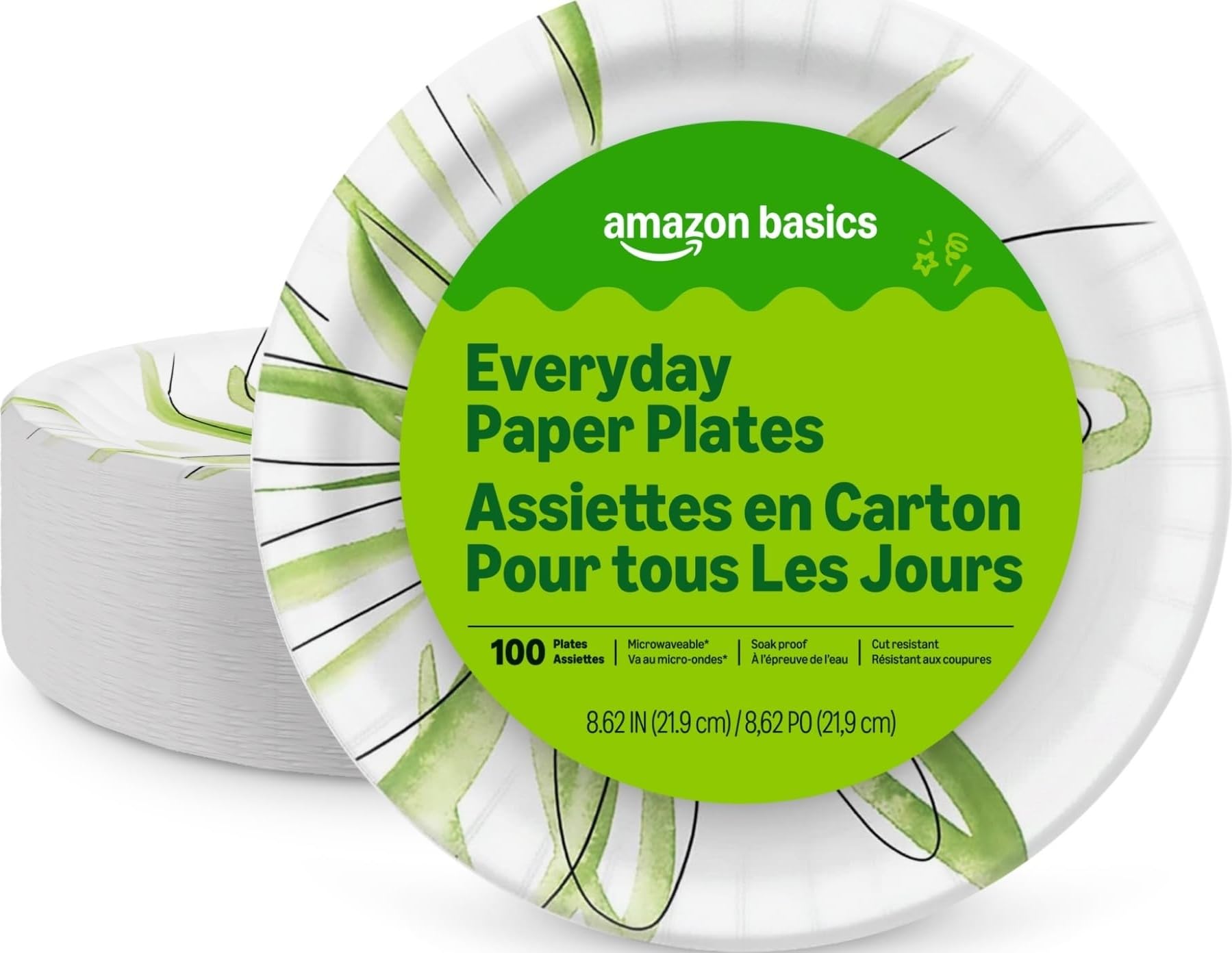100-Count Disposable Paper Plates, 8.62 Inches