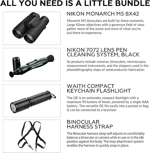 Miniatura 2 de Nikon Monarch M5 - Binoculares impermeables de 8 x 42 para adultos, prismáticos de viaje pequeños y compactos para observación de aves, correa de