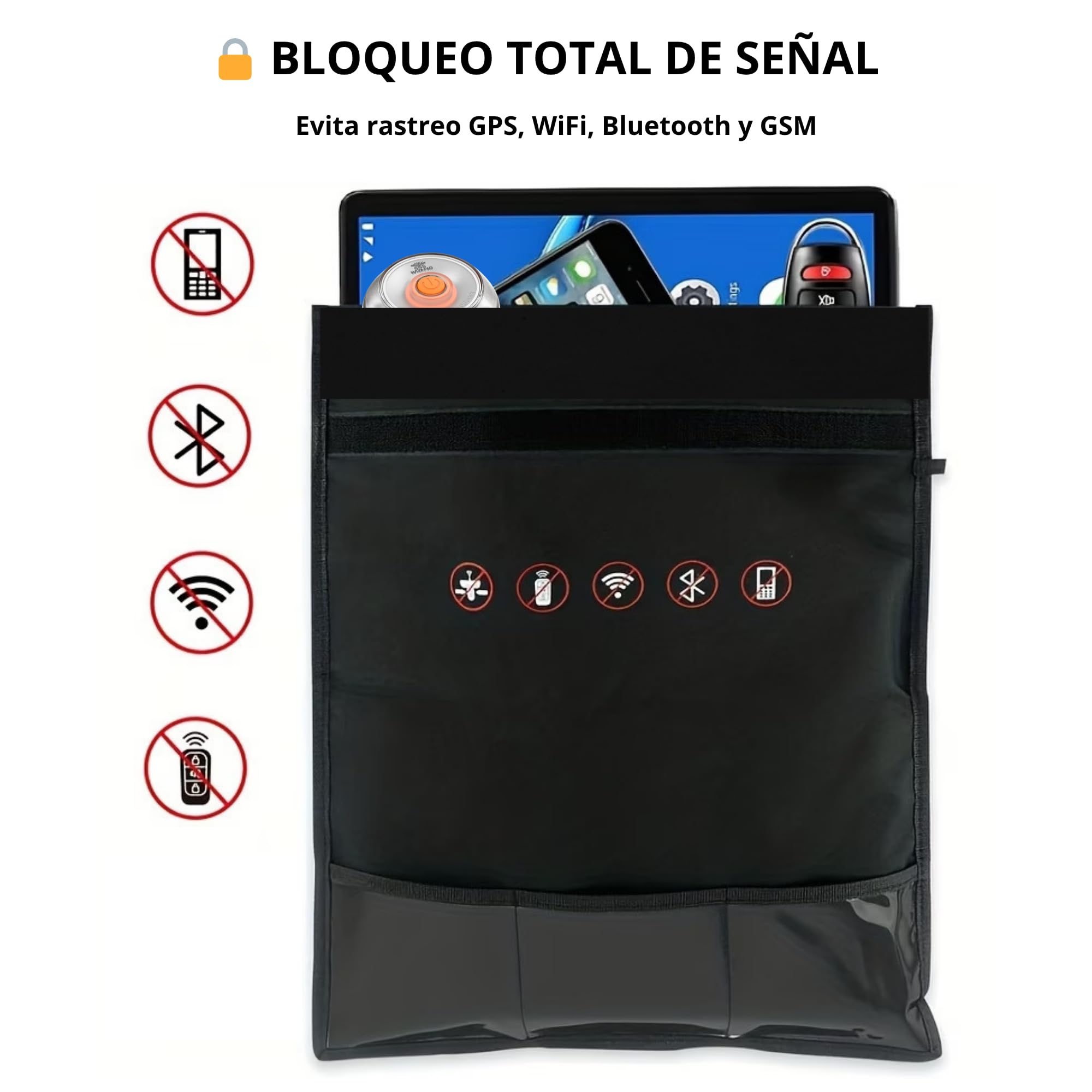 Polymarket Bolsa Faraday Antirrobo para Baliza V16, Móvil, Llaves de Coche y Tarjetas – Bloquea Robo Sin Llave, GPS, WiFi, RFID/NFC y Bluetooth (25x28 cm) as — view 2