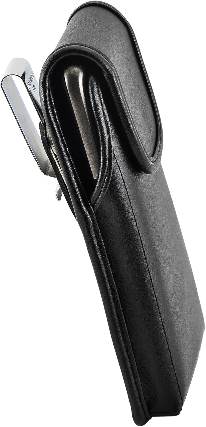Turtleback Belt Case Made for Motorola Moto Z2 Play 2017 2nd Gen Black Vertical Holster Leather Pouch with Heavy Duty Rotating Ratcheting Belt Clip