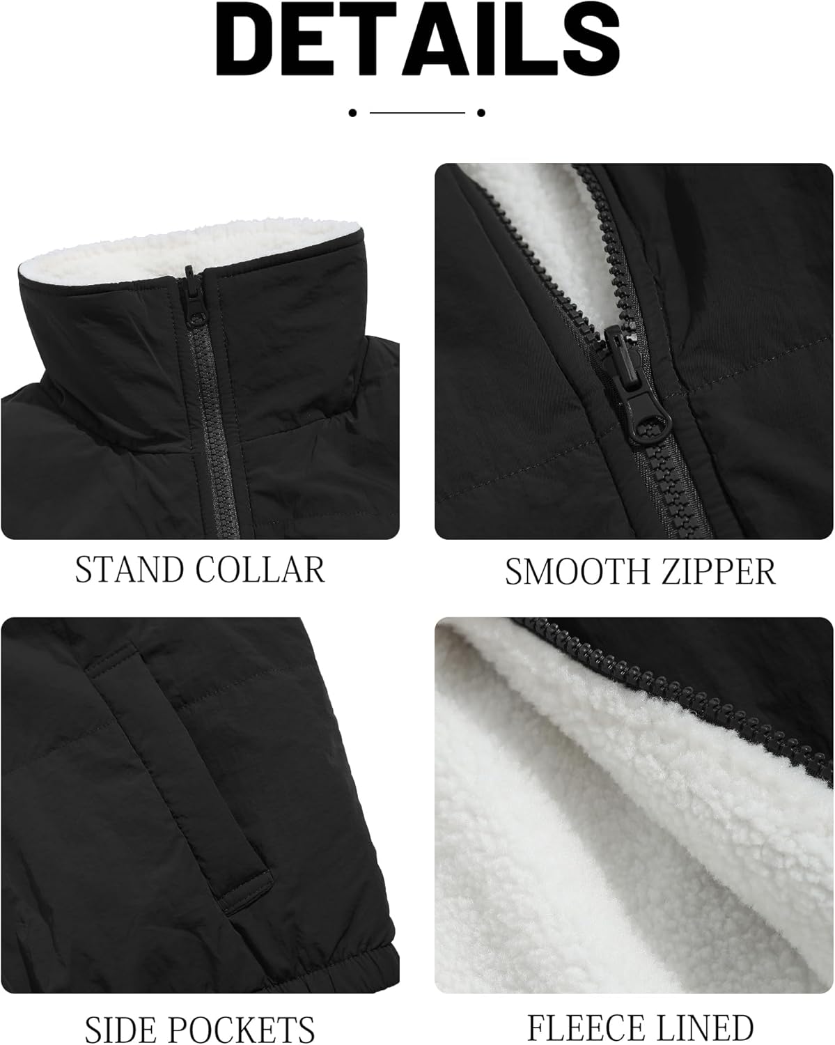 ZAFUL Women's 2024 Fleece Cropped Vest Sleeveless Zip Up Reversible Lightweight Jacket Sherpa Winter Puffer Coat Outerwear - Image 6