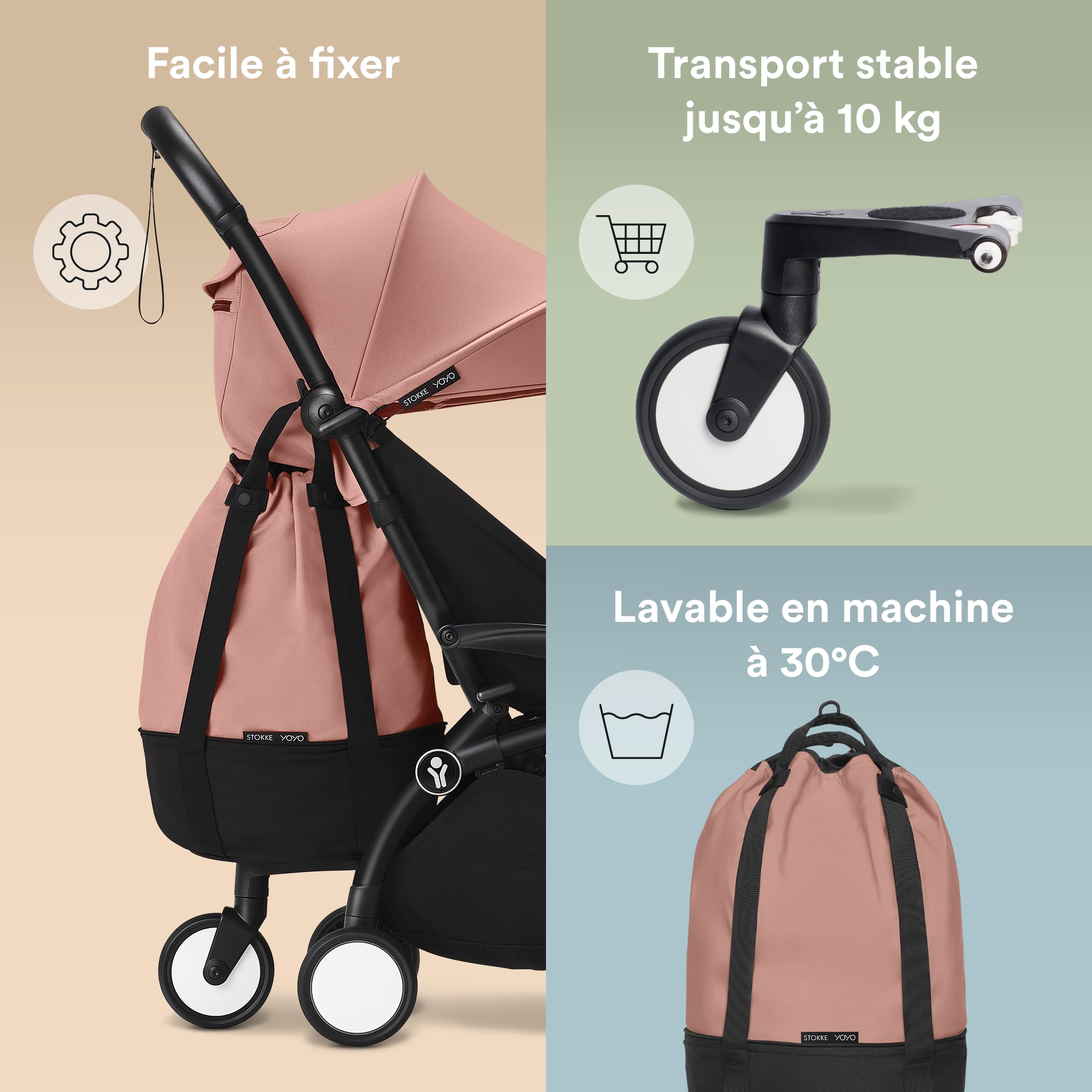Stokke YOYO Bag, Ginger - Offre Un Rangement supplémentaire pour la Poussette YOYO - Facile à Attacher - N'affecte Pas la maniabilité - Lavable en Machine à 30°C