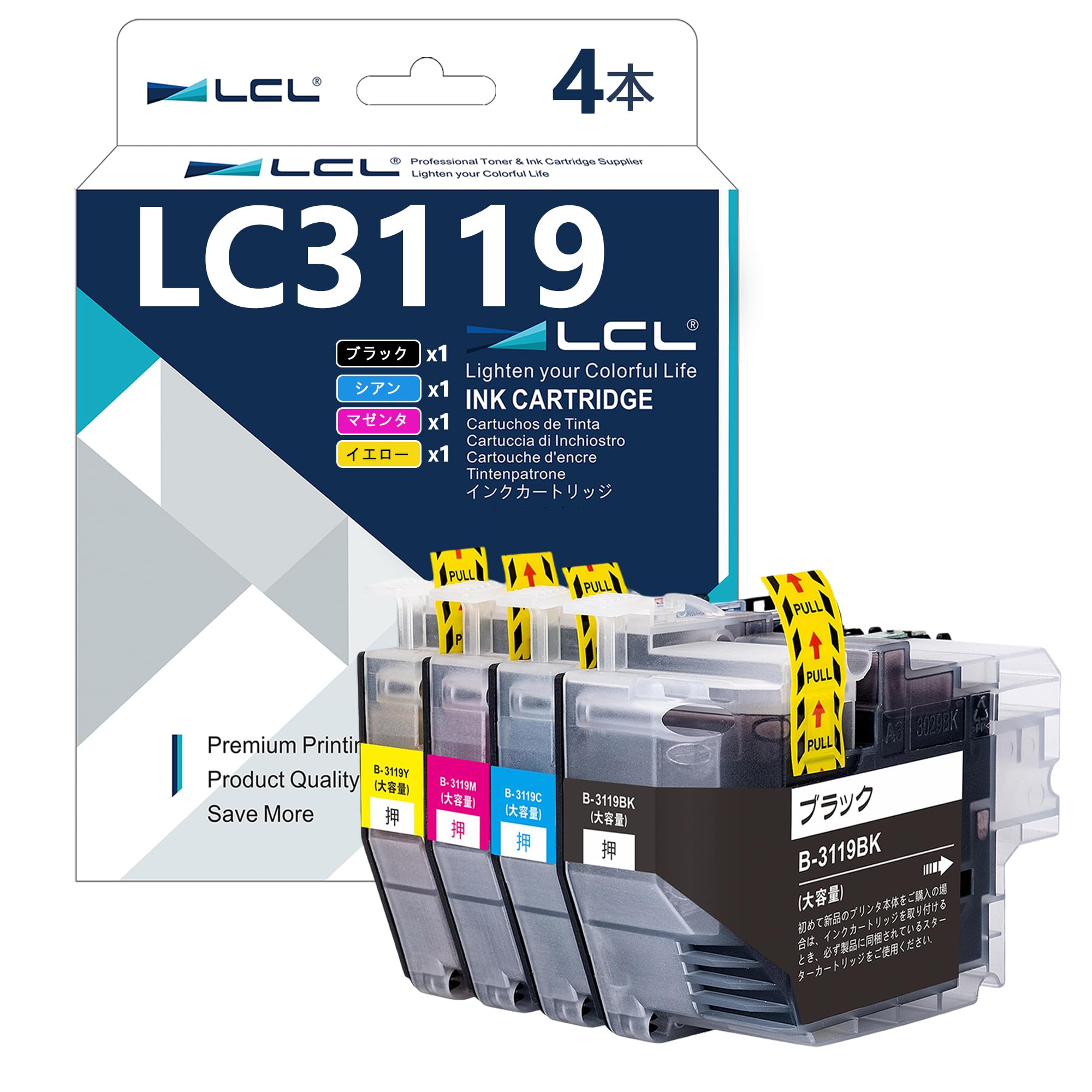 Amazon.co.jp: LCL LC3119 LC3119-4PK ブラザー 用 インク lc3119 純正