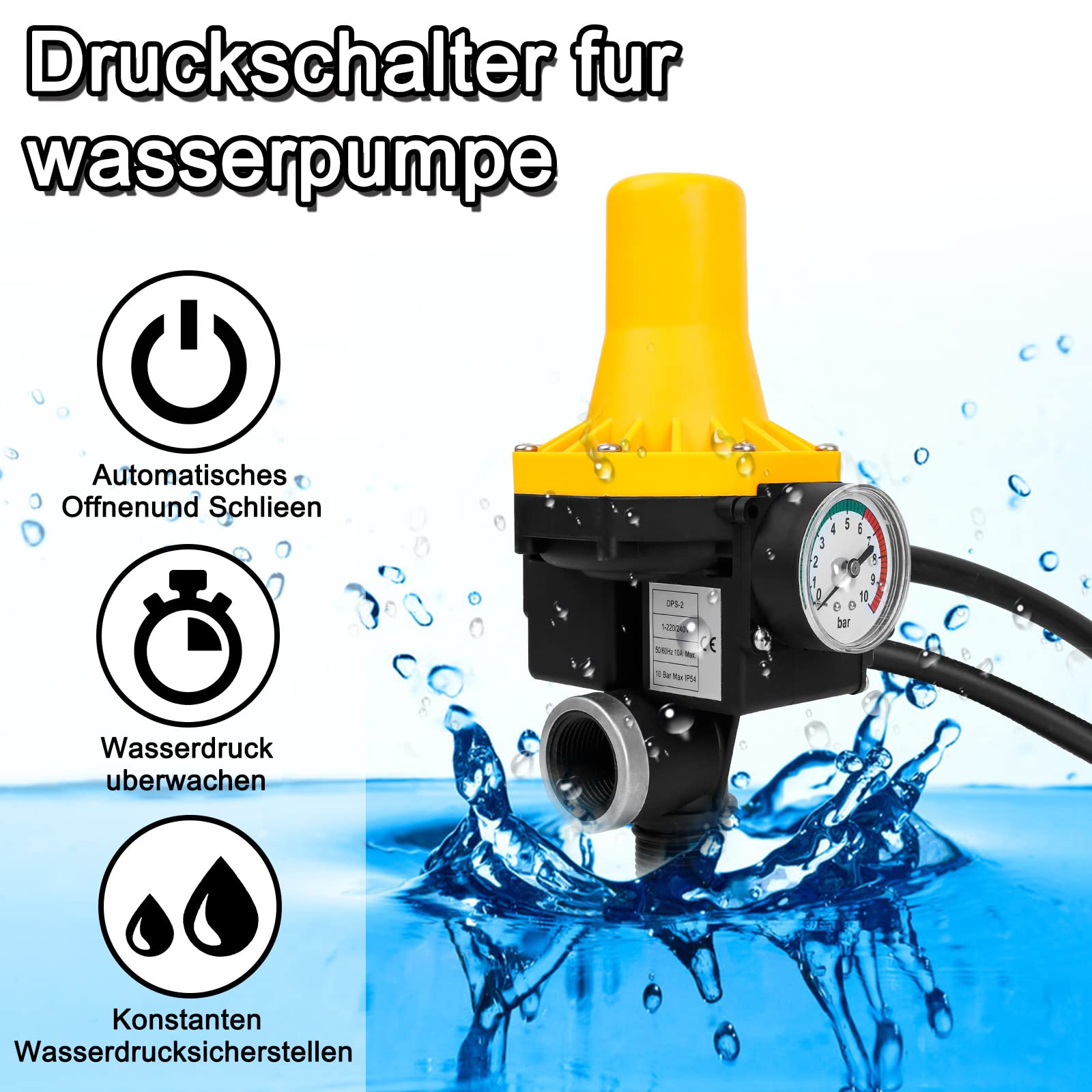 GARDENA Elektronische Drukschakelaar Met Droogloopbeveiliging Drukschakelaar 01739 20 000 00 4078500173902 Aansluitdraad 33 3 Mm Afmeting Lxbxh 9x16x26 Cm