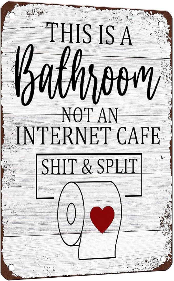 Jimowang One_color Funny Sarcastic Metal Sign Bathroom Decor Signs This Is Bathroom Not An Internet Cafe & Split 12 X 8 Inches
