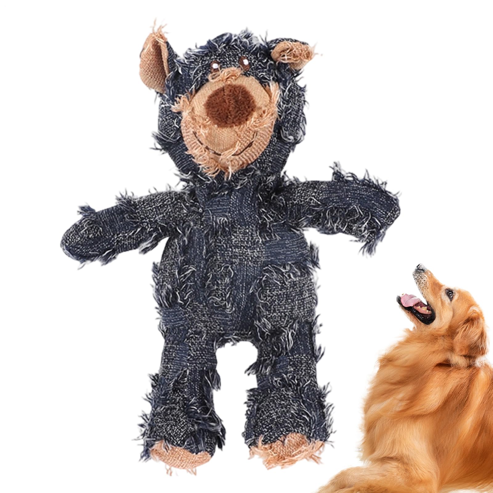 Indestructible Robust Bear Dog Toy, Stimulating Interactive Tough Bear | With Sound Stuffed Animal For Dog Unbreakable | For Teething Puppy Heavy Chewers Small Breed Pet Animal Boredom Enrichment