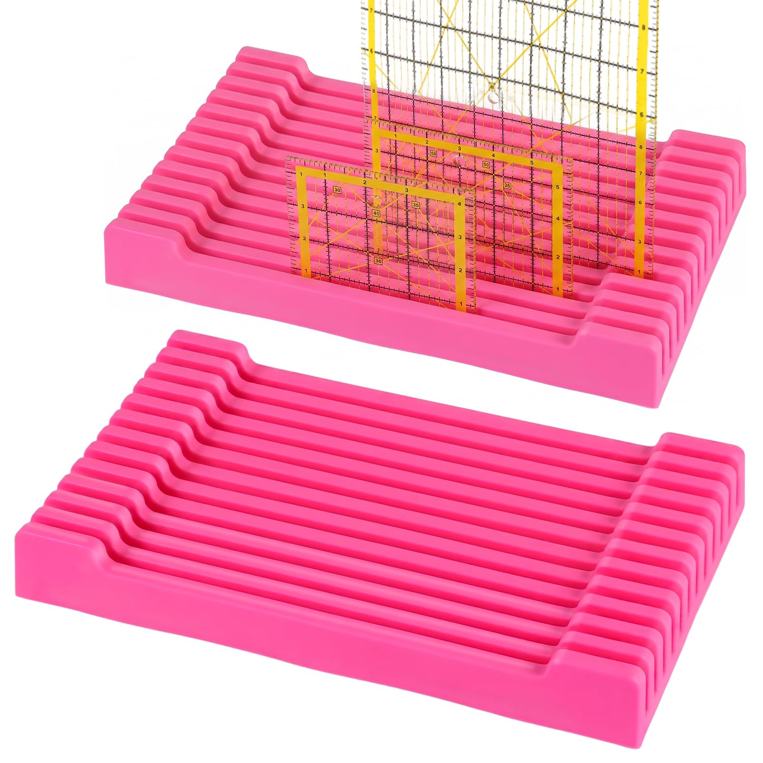 Storage Rack for Quilting Rulers 6“* 10“-12 Slot Ruler Holder Organizer and Storage for Storing Sewing rulers (2 Pack-Pink)