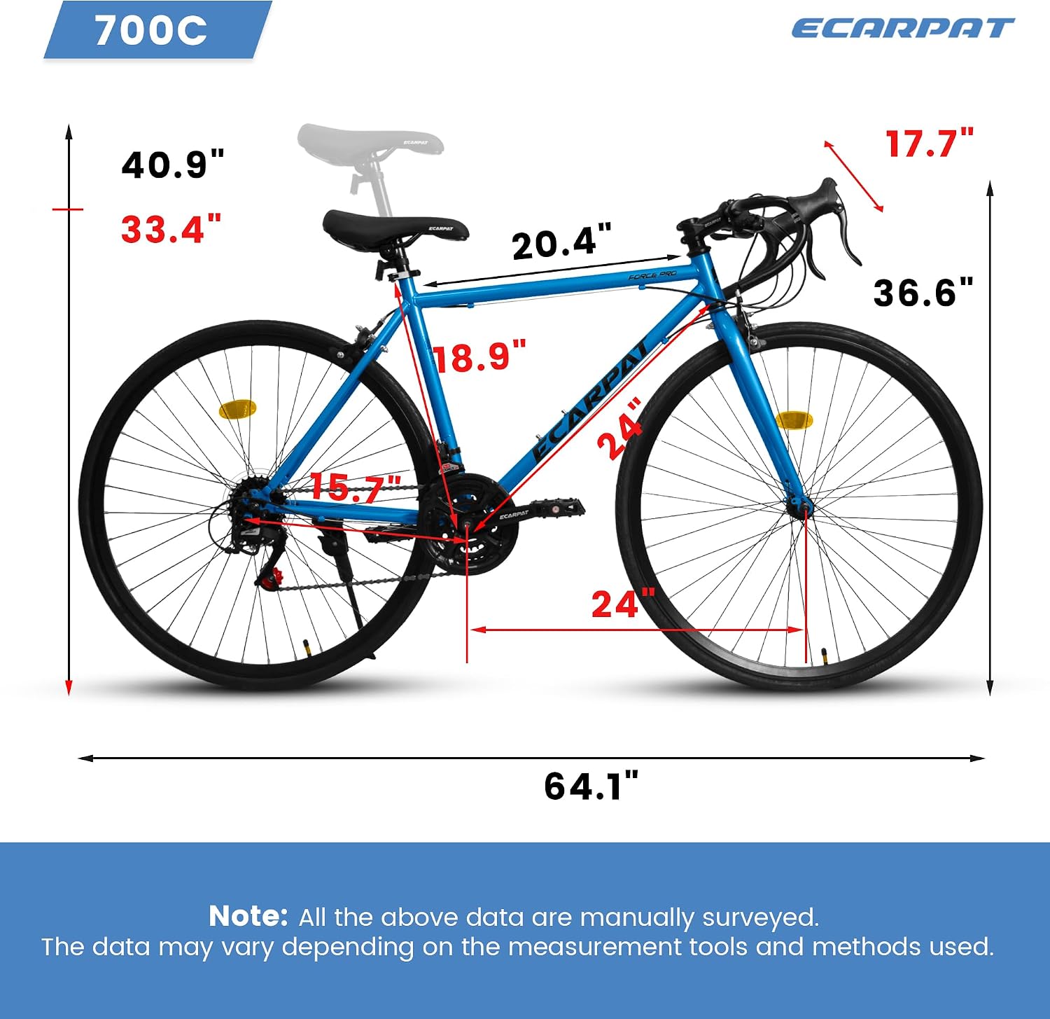 Ecarpat 700C Hybrid Road Bike, 21 Speeds Gifts Bicycles for Men Womens, Steel Frame, Racing Commuting City Bike to School Work