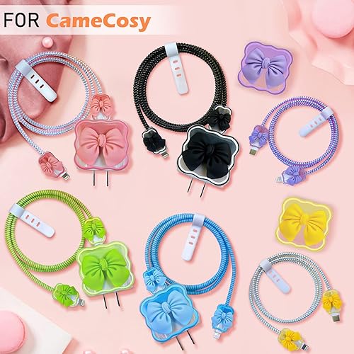 Miniatura 7 de CameCosy Bonito protector de cable para iPhone de 18 W20 W, cargador USB-C con diseño de ondas de pajarita 3D, funda protectora de carga de teléfono