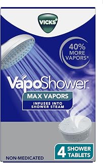 Vicks VapoShower MAX Shower Steamer Tablets - 40% More Intense Eucalyptus Menthol Vapors, Non-Medicated Aromatherapy, 4ct