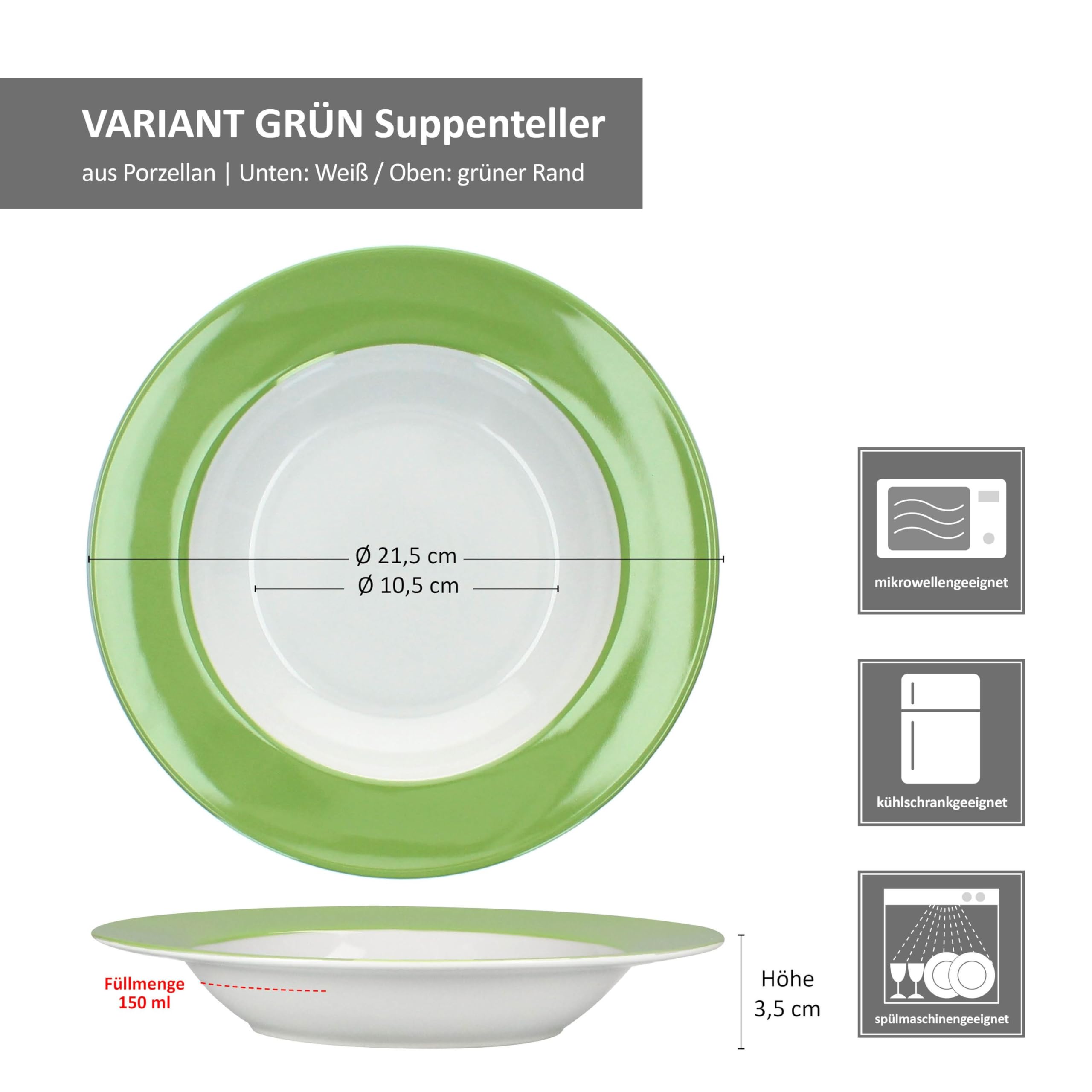 MamboCat Lot de 6 assiettes creuses en verre menthe I 420 ml, 20,3 cm MamboCat Lot de 6 assiettes creuses en verre menthe I 420 ml, 20,3 cm