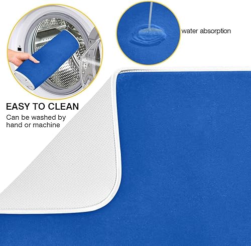 Miniatura 2 de Tapete de secado de platos azul cobalto, tapete absorbente de secado de platos de 16 x 18 pulgadas