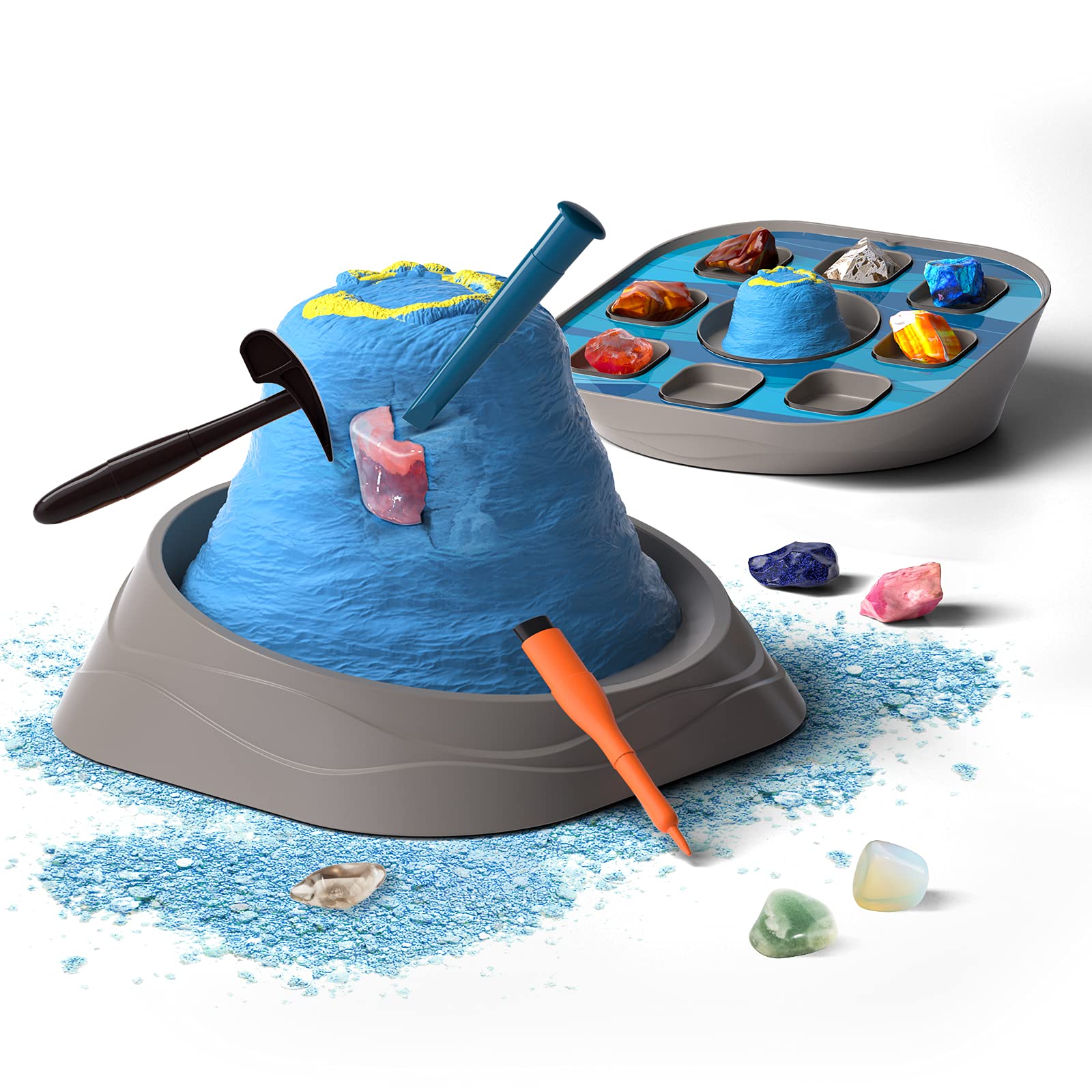 Science Can Gemstone Dig Kit, Excavate 8 Real Gems and Crystals with Excavation Tools, Gem Digging Kit for Kids, Educational STEM Science Toys for Boys Girls Ages 6+