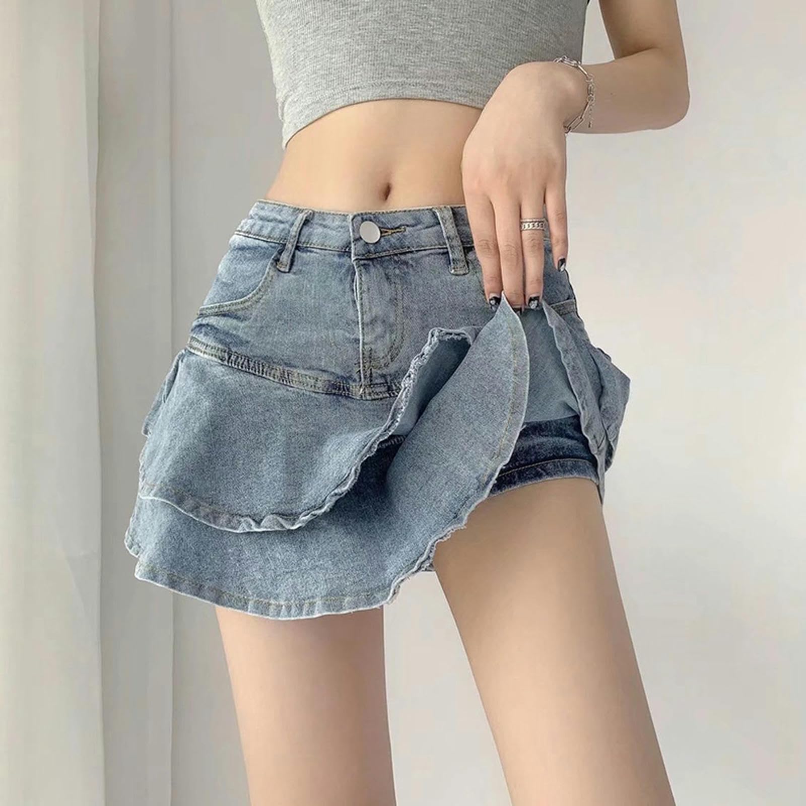 Mini-jupe En Jean Bleu Patch Rayure TSUBI – Taille 6 – Style Décontracté Femme