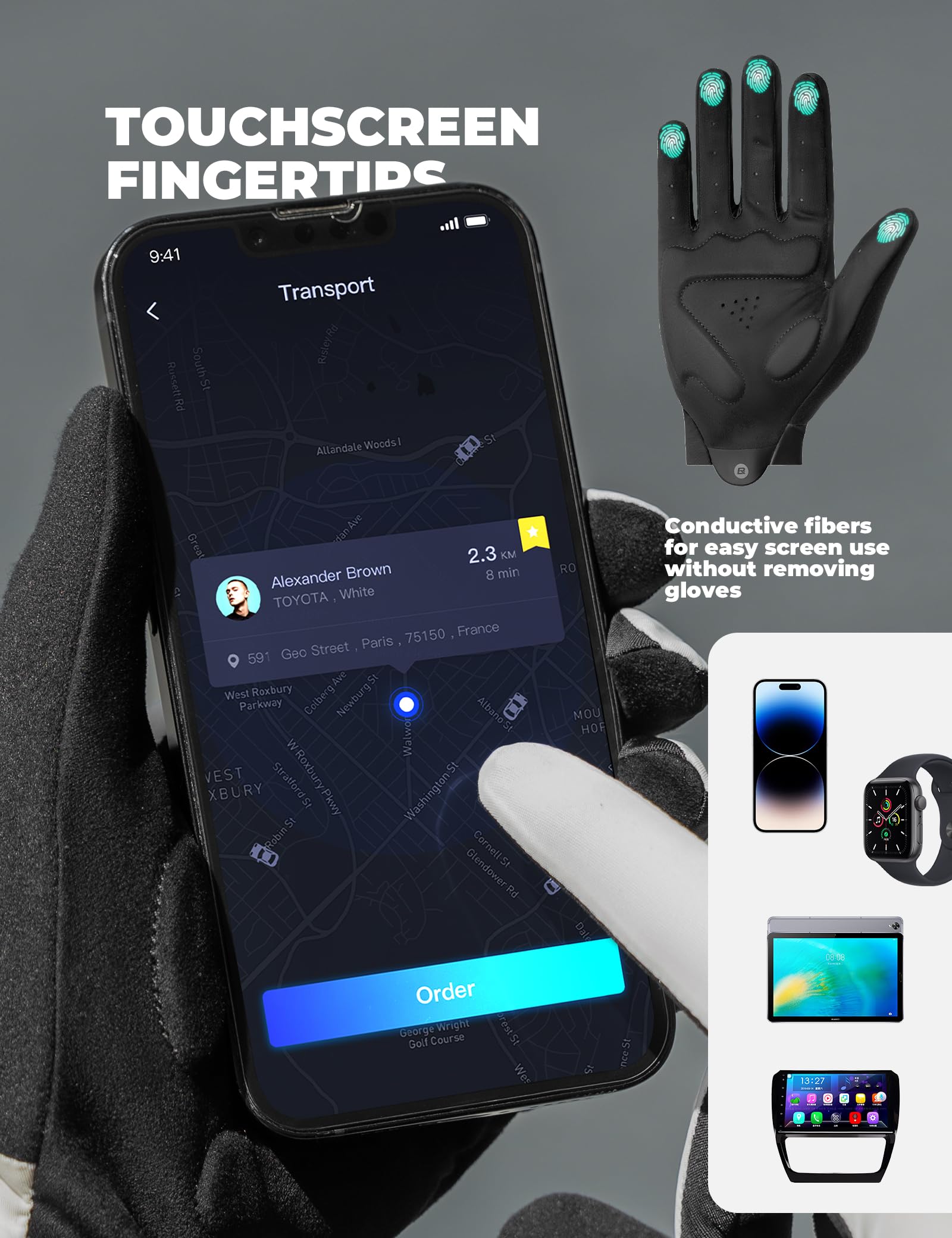ROCKBROS Guanti Bici Uomo e Donna, Traspiranti e Antiscivolo, Guanti Sportivi con Imbottitura Ammortizzante, Compatibili Touch Screen, per MTB, Corsa, Scooter e Palestra