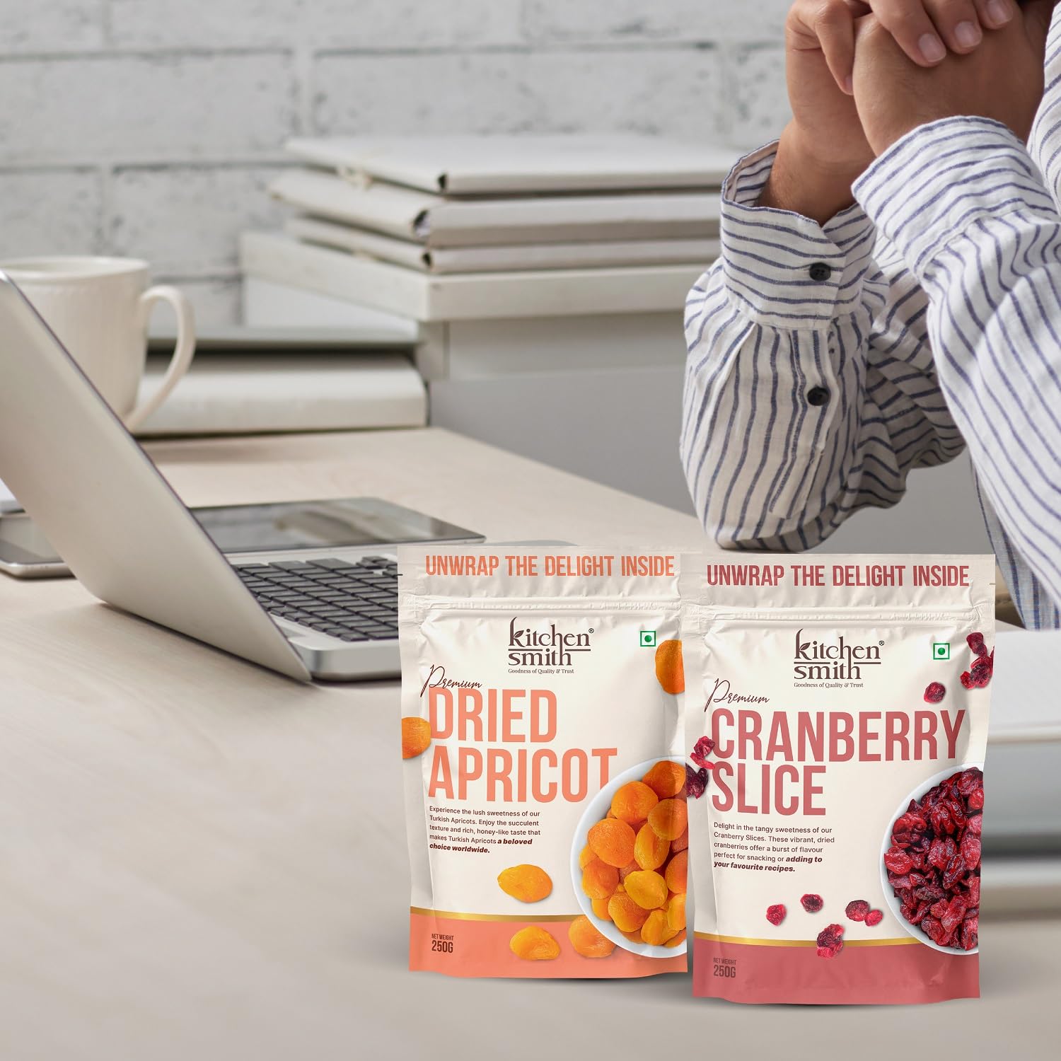 KitchenSmith Premium Dried Apricot & Cranberry Pack of 2 (250gm Each) | A Perfect Blend of Sweet and Tangy Flavors, Packed with Nutrients for a Healthy | Guilt-Free Snack - Image 6 thumbnail