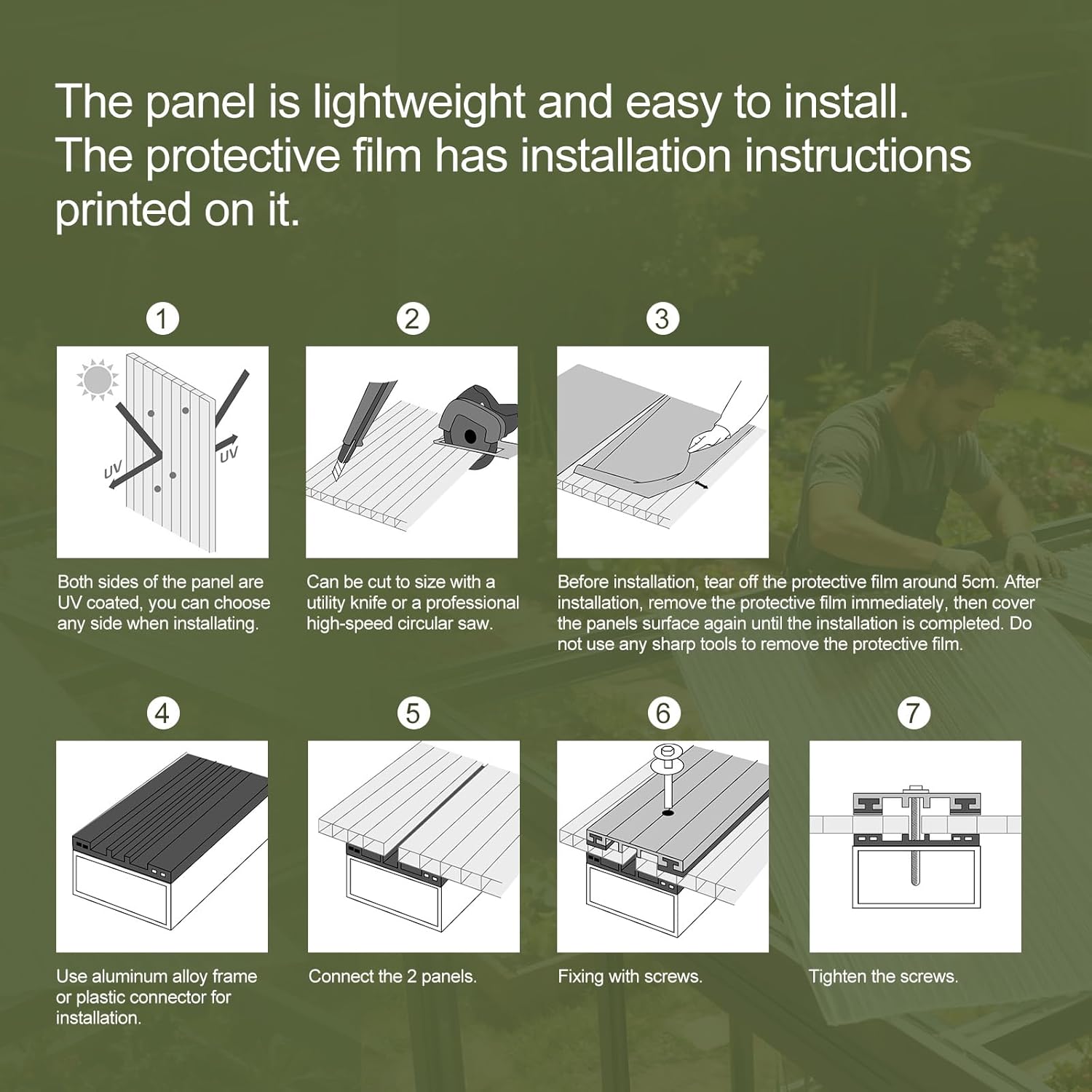 UMIG 8 PCS 6' x 2' x 0.32'' Polycarbonate Greenhouse Panels, Twin-Wall Waterproof UV Protected Corrugated Plastic Roof Panels Sheets, Clear Replacement Panels for Greenhouse, Outdoor, Plant
