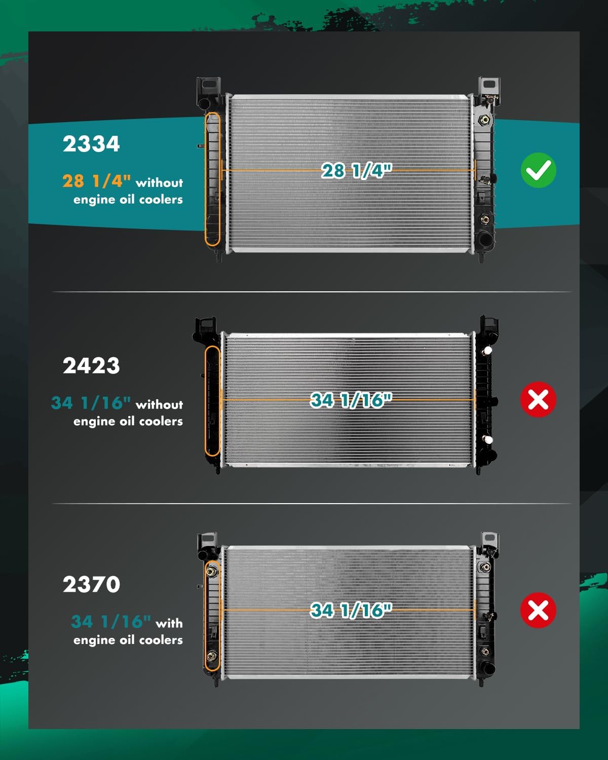SCITOO Automotive Replacement Engine Radiators Assembly for Chevrolet Silverado, Tahoe & for GMC Sierra 1500 2500, Yukon, Replace 2334