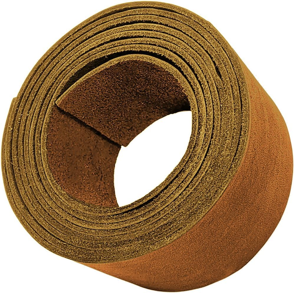 Genuine Top-Grain Leather Strap | 72 Inches Long | 2 Inches Wide | 1/8 Inch Thick (6.5-7.5 oz) | 1 Leather Strip for DIY Arts & Craft Projects, Clothing, Jewelry, Wrapping | Tan