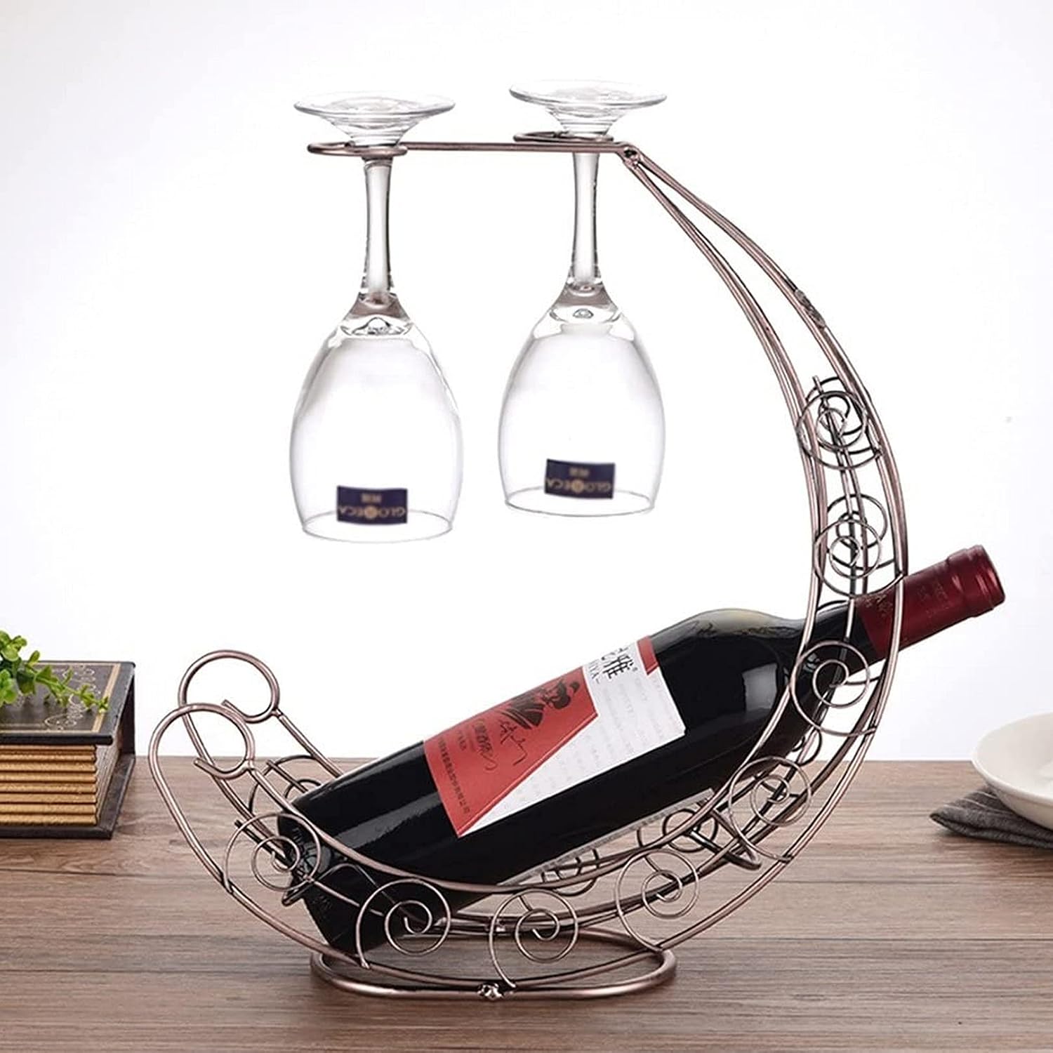 Iron Wine Rack Mediterranean Style Pirate Ship Design Tabletop Wine Bottle Holder (Size:30 * 15 * 36cm) (Color : #3)