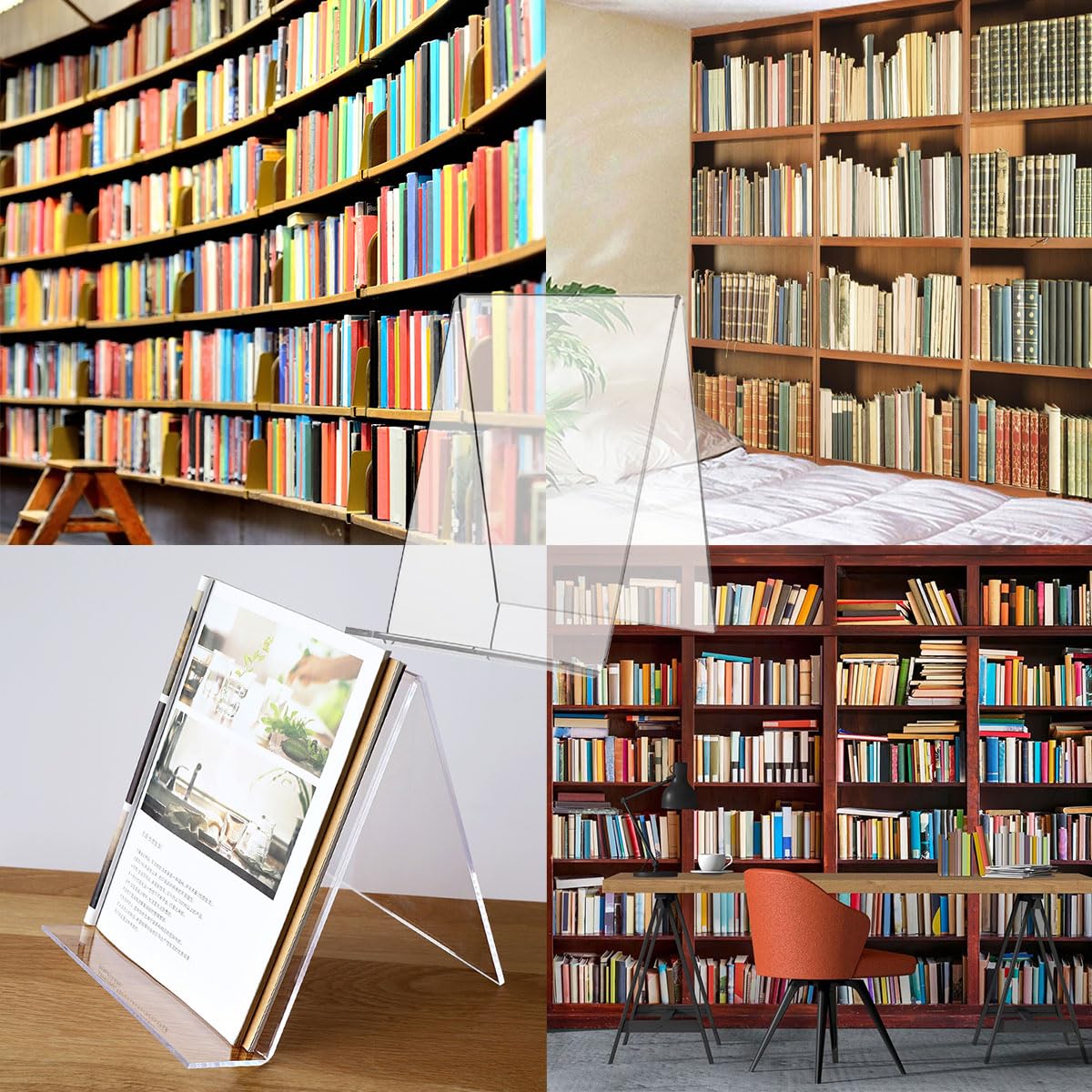 Acrilico Trasparente Supporto per Libri, Leggio da Tavolo, Porta Brochure e Foto, 2 Pezzi