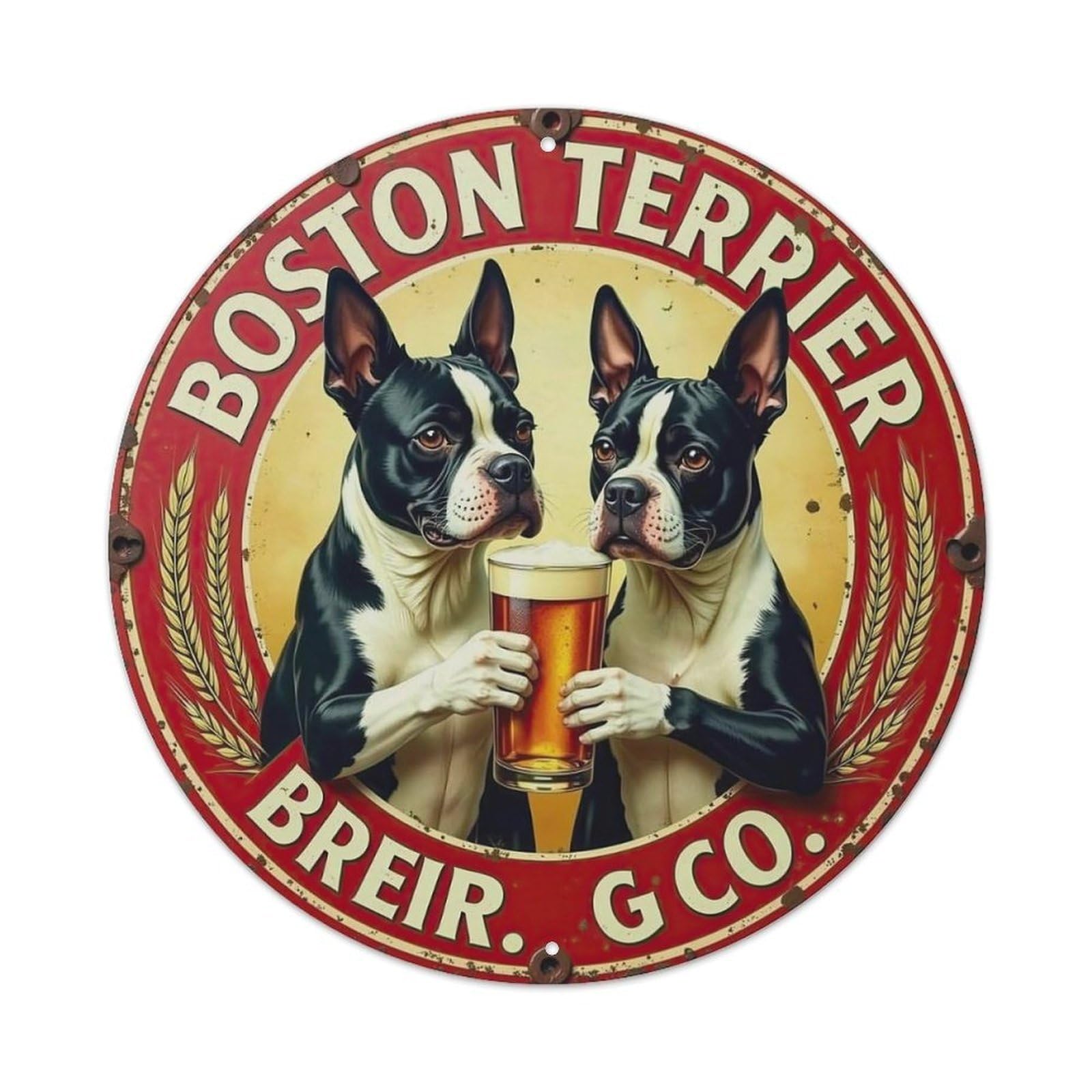 Boston Terrier Beer Company Metal Tin Sign