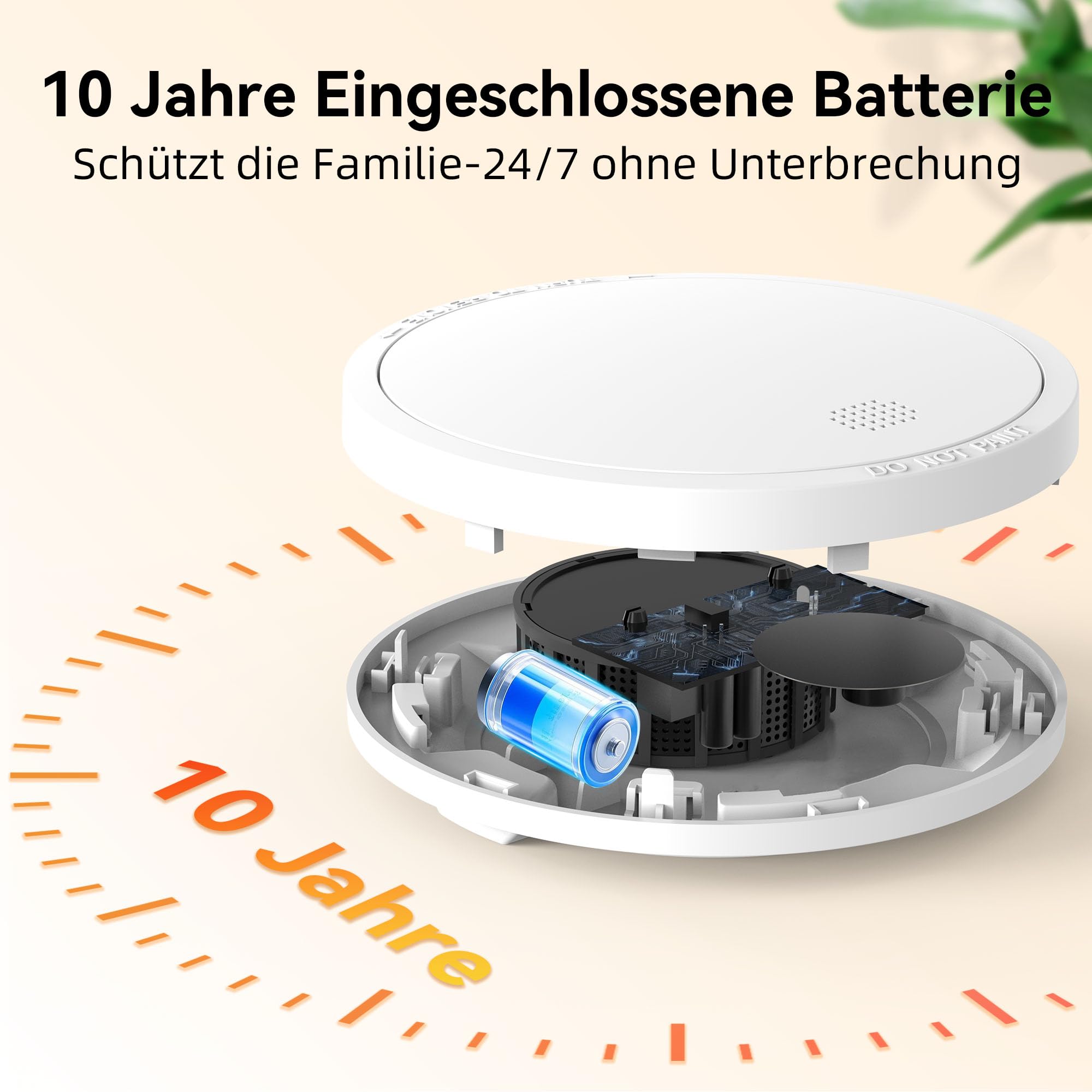 Rauchmelder 10 Jahre Batterie mit Magnethalterung, Europäischen Norm EN14604 Geprüft Feuermelder | Ohne Bohren, 85dB Rauchwarnmelder, 6er Set