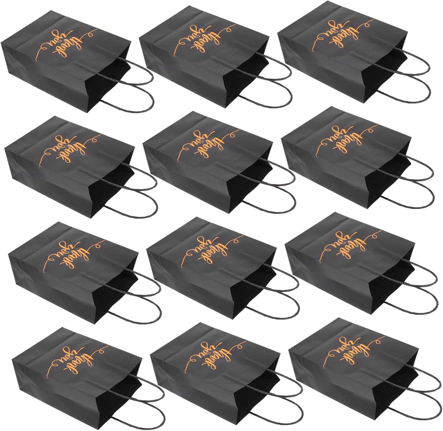 Holibanna 25PCS Black Kraft Thank You Bags Gold Foil Large Capacity Bags for Parties and Weddings Sturdy Shopping Handles for Presents and Party Favors
