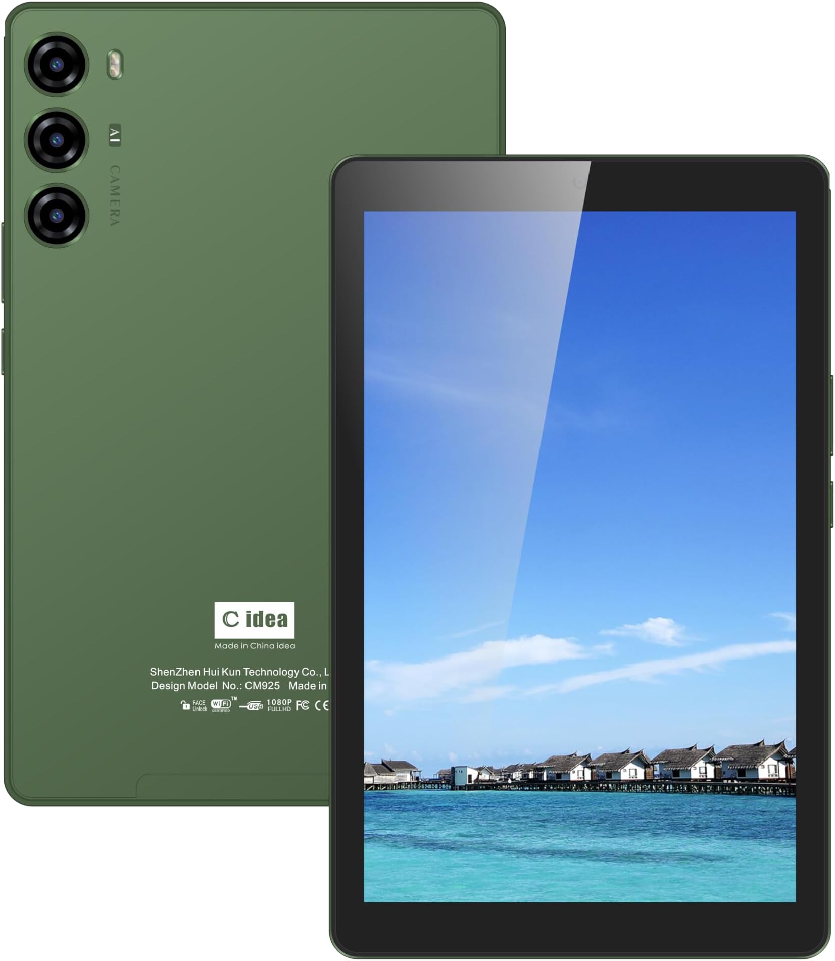 C idea 9" Smart Tablet PC CM925 - Android Kids Tab IPS Display Single SIM 5G LTE Wifi Zoom and Tiktok Supported with Protective Case and Wireless Airpod (Green)
