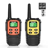 Walkie Talkies for Adults 2 Pack Long Range Rechargeable 2 Way Radios&comma; Hiking Accessories Camping Gear Xmas Gift for Kids with 22 FRS Channel Radios&comma; Lamp&comma;VOX&comma;Li-ion Battery&comma;NOAA