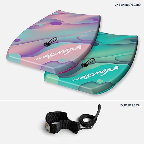 Miniatura 7 de Wavestorm 36in Bodyboard 2-Pack | Graphic top Deck with high Density Slick Bottom | for Kids and Adults | Foam Construction with Accessories |
