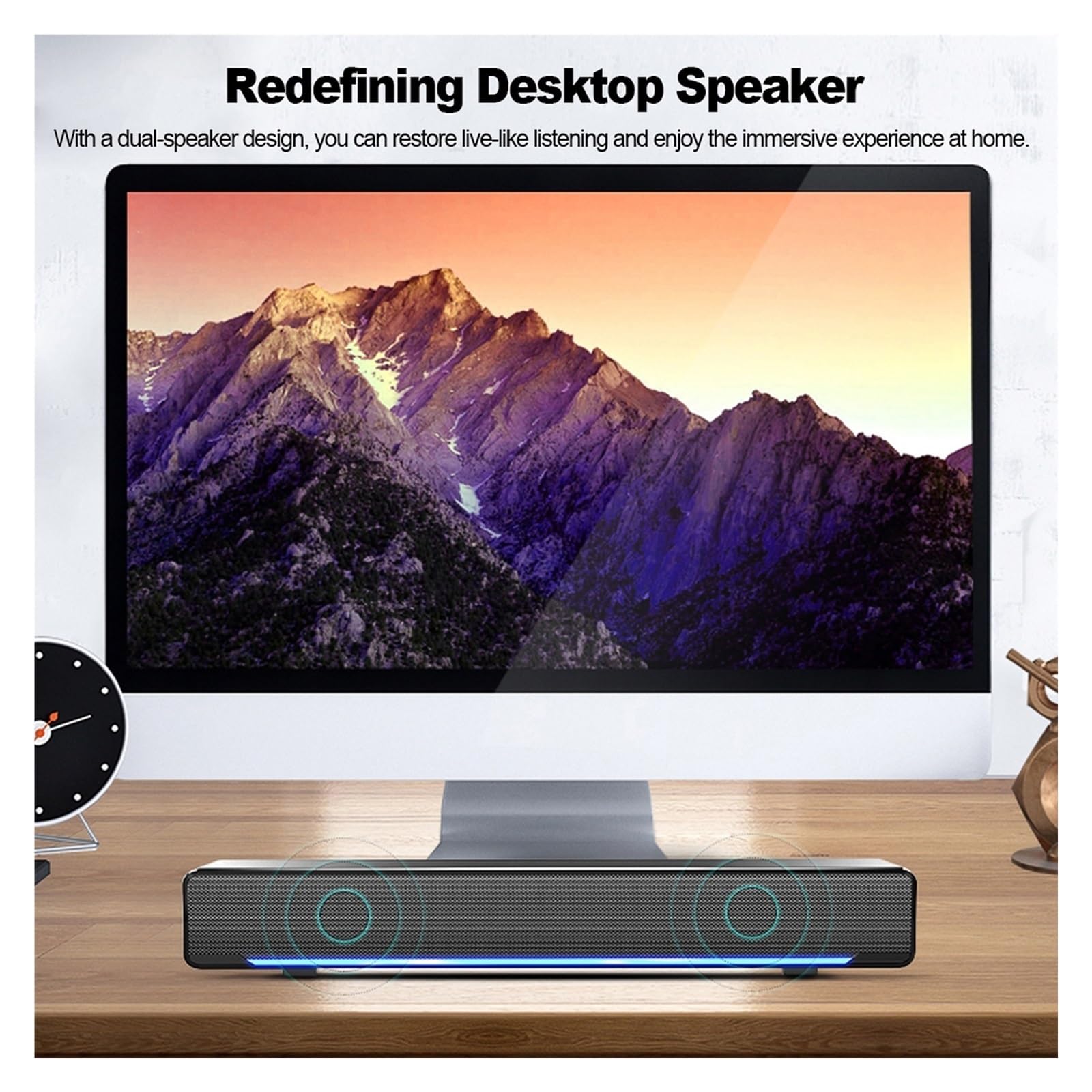 Głośnik Komputerowy USB Przewodowy, Subwoofer Stereo, Potężny Odtwarzacz Muzyczny, Bas, Przestrzenny Dźwięk, Wejście Audio 3,5 Mm Do Komputera PC, Laptopa Wszechstronne MożLiwośCi PodłąCzenia