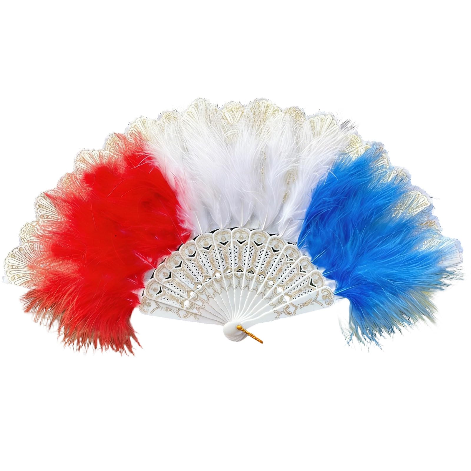 Kaeltsyn Feathered Fan 20s Retro Folding Flapper Hand Fanning for Costumes Dancing Party Wedding Decorations Rave Fanning Folding Hand