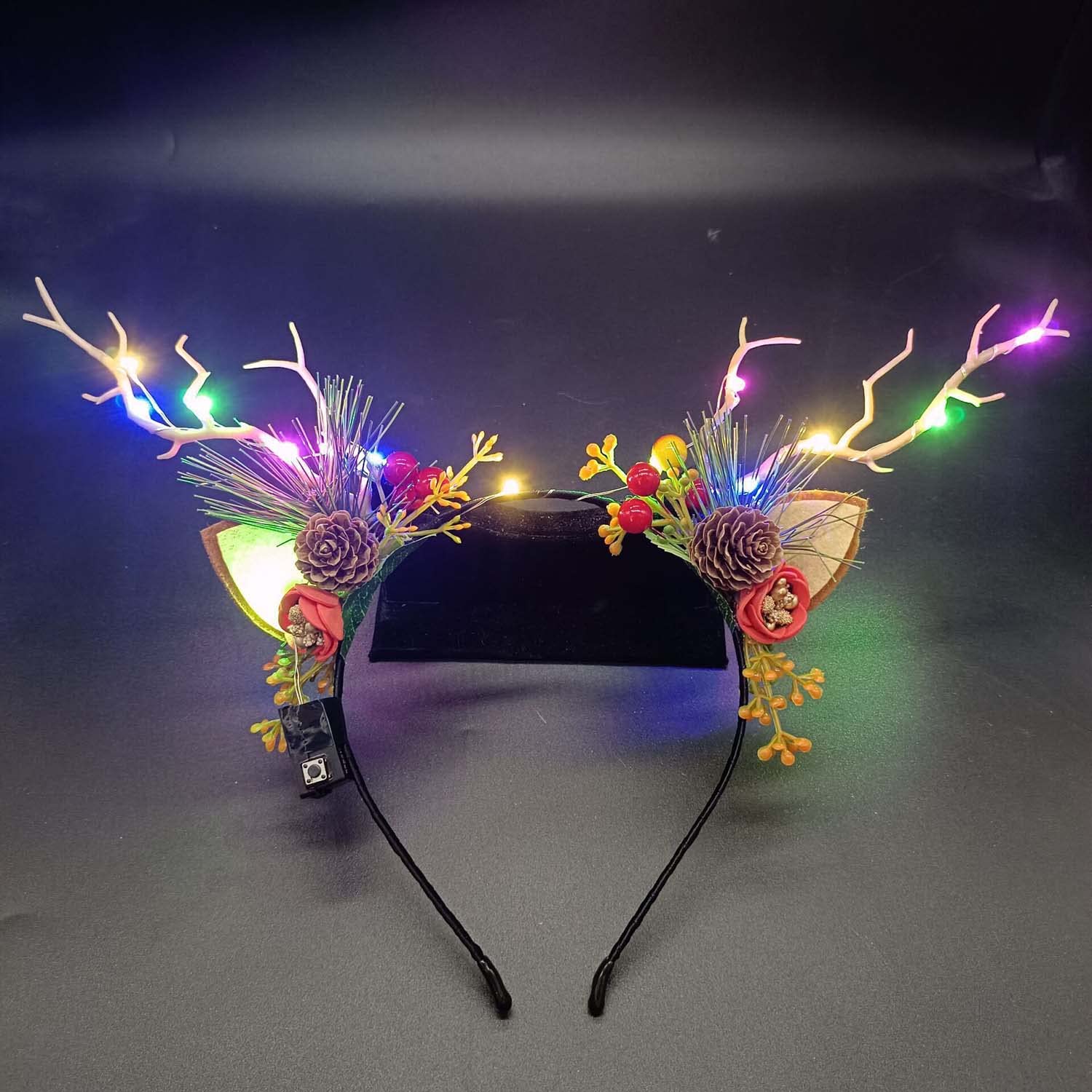 Festive Holiday Crown, Christmas Headband, Gold Tiara Crown, Reindeer headpiece Amazon.com : LED Glowing Tiara Reindeer Antlers Hair  main image 4