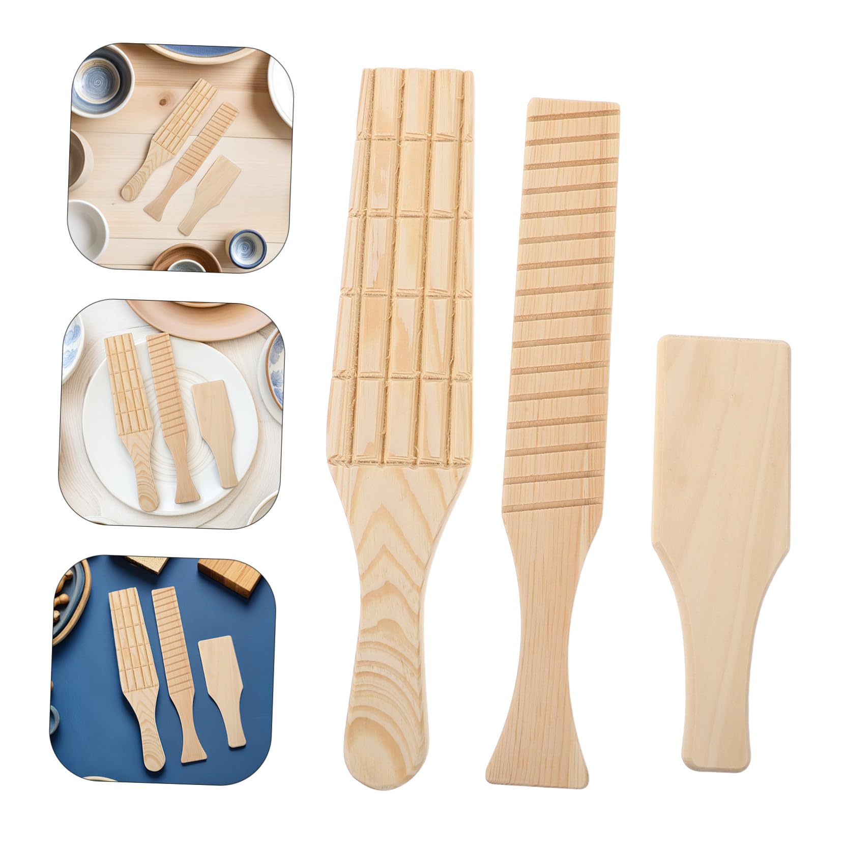 3stücke Holzmodellierwerkzeug Keramik und Professionelles Töpferwerkzeug mit Unbehandelten Holzspatel Tonformer und Holz-töpferbrett für DIY-kunstprojekte und Bildhauerei