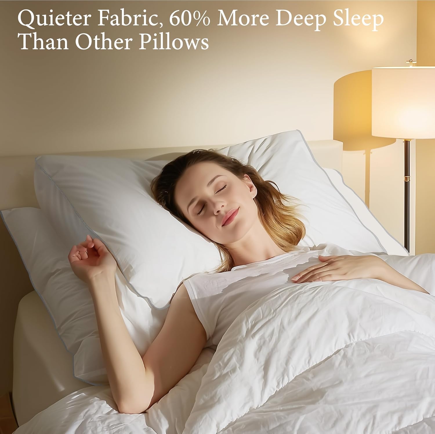 SANSWAN Luxury Goose Feathers Down Pillows Queen Size Set of 2 with Two-Sided Pillowcase, Hypoallergenic Hotel Quality Medium Firm Bed Pillow for Back,Stomach or Side Sleepers - Image 9