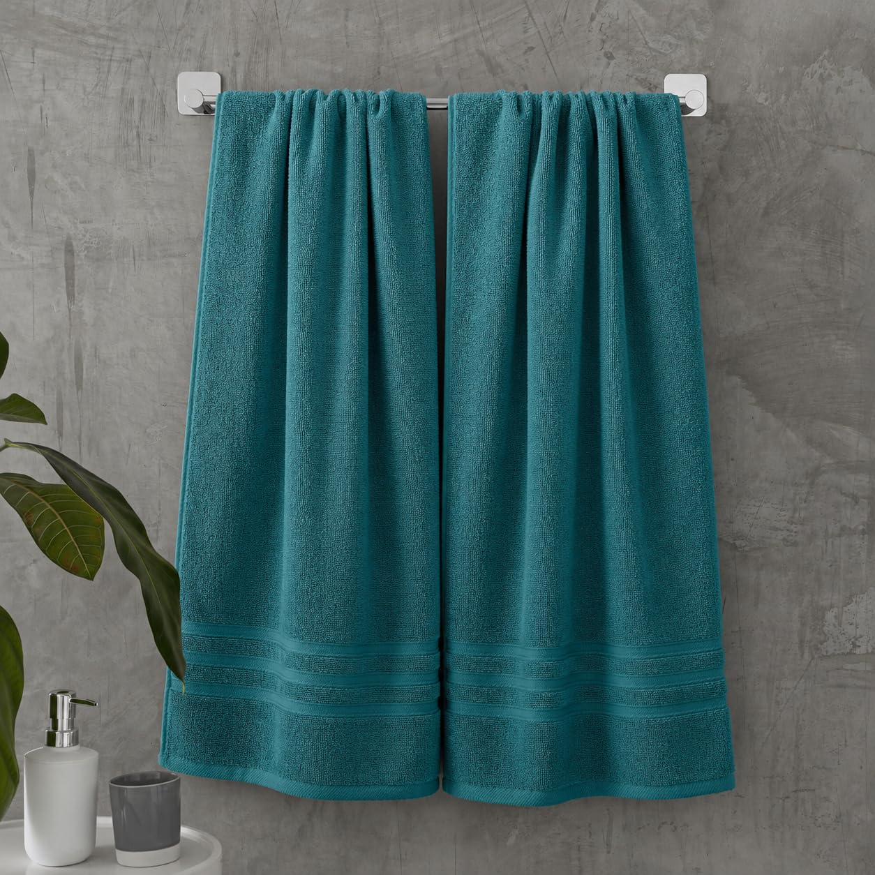 Catherine Lansfield Zero Twist Cotton 90x140cm Bath Sheet Pair Teal Green