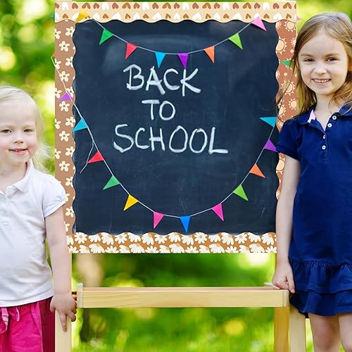 Miniatura 6 de Tablero de anuncios moderno bohemio de 69 pies, decoración bohemia con borde recto, calcomanías retro para tablón de anuncios con margaritas