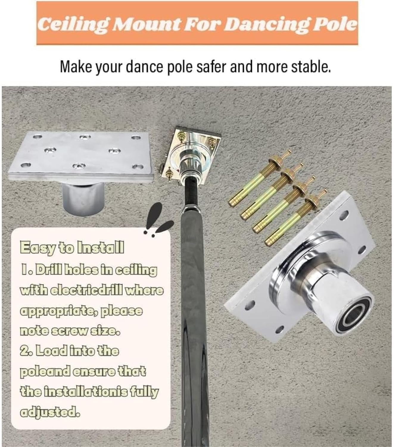 Dual-Mode Dance Fitness Pole, Spinning & Static, Quick-Release Adjustable Height, Perfect for Beginners & Pros (Pink 3M)