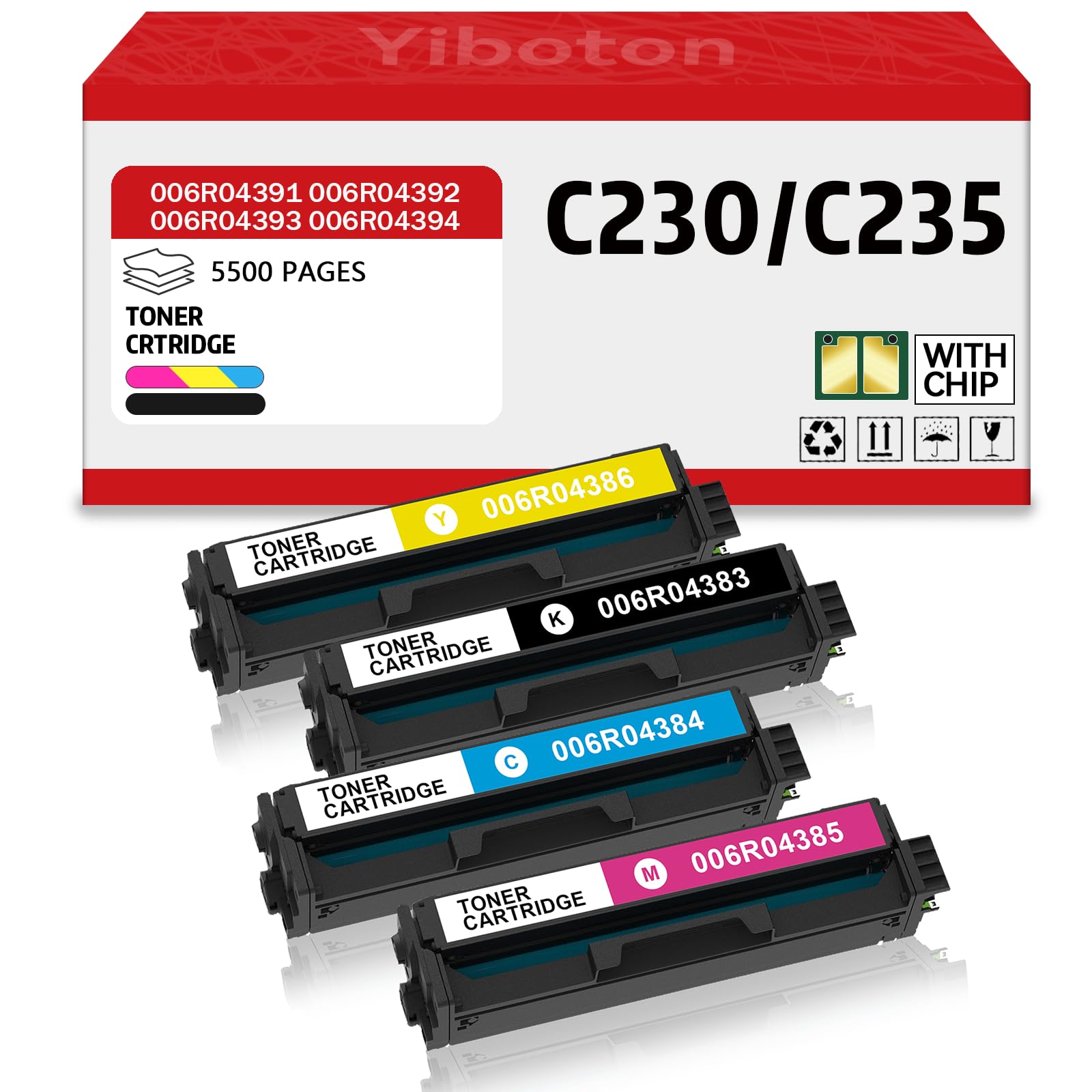 YiBoton High Yield C230 C235 Toner Cartridge 4-Pack with New Chip