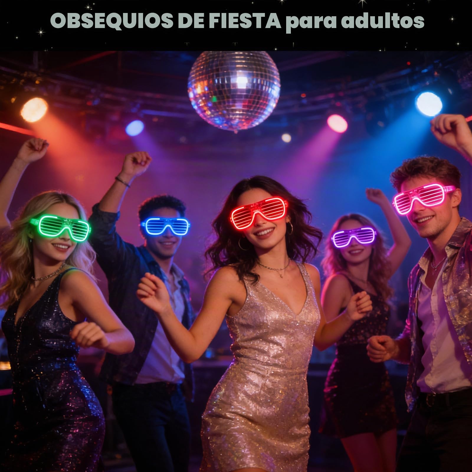 Gafas LED, 12 Piezas Led Parpadeantes Para Fiestas, LED Gafas con Luces Led Fiesta, Luces Led, Gafas De NeóN, Gafas Led para Fiestas de DJ, Cumpleaños, Raves, Concierto, Carnaval